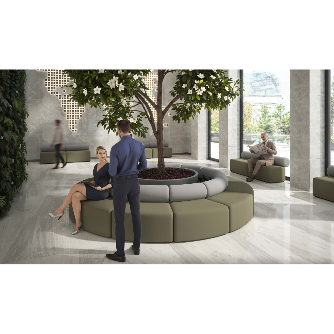 sofa para oficina verde gris 2
