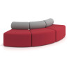 Sofa de oficina Oasis módulo convexo triple - Rojo/Gris