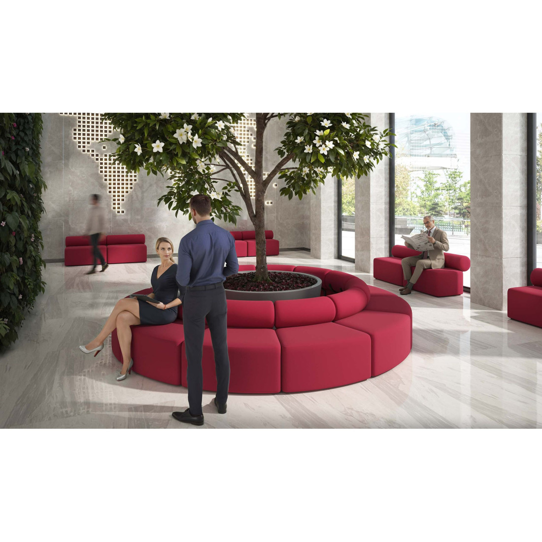 sofa para oficina rojo 2