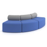 Sofa de oficina Oasis módulo convexo triple - Azul/Gris