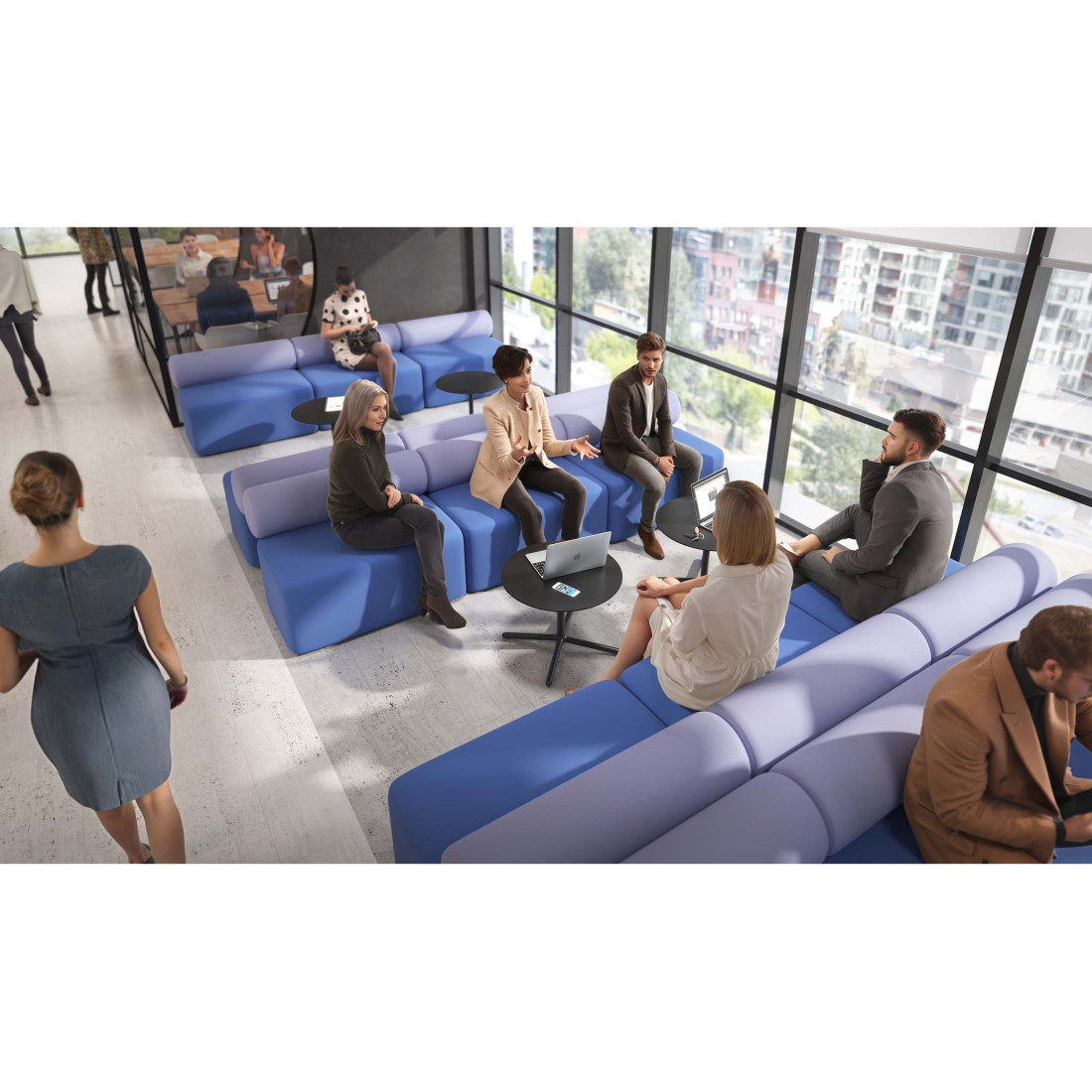 sofa para oficina azul lavanda 2