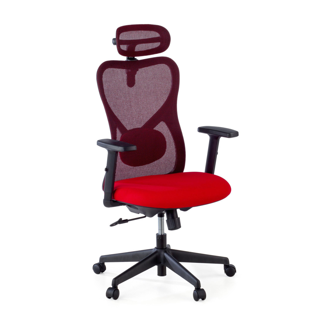 silla ergonomica rojo prime estructura negra malla 1