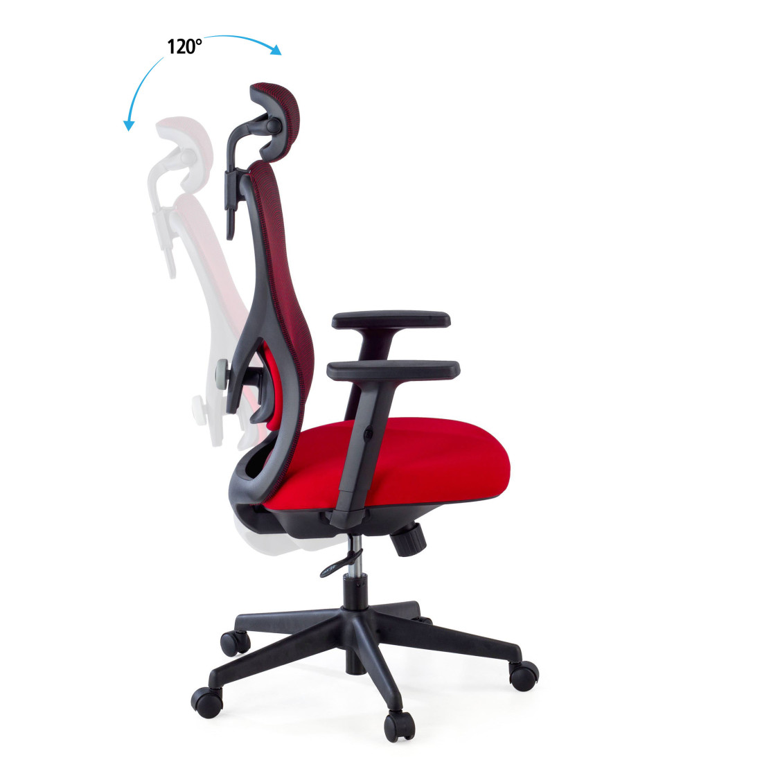 silla ergonomica rojo prime estructura negra malla 4