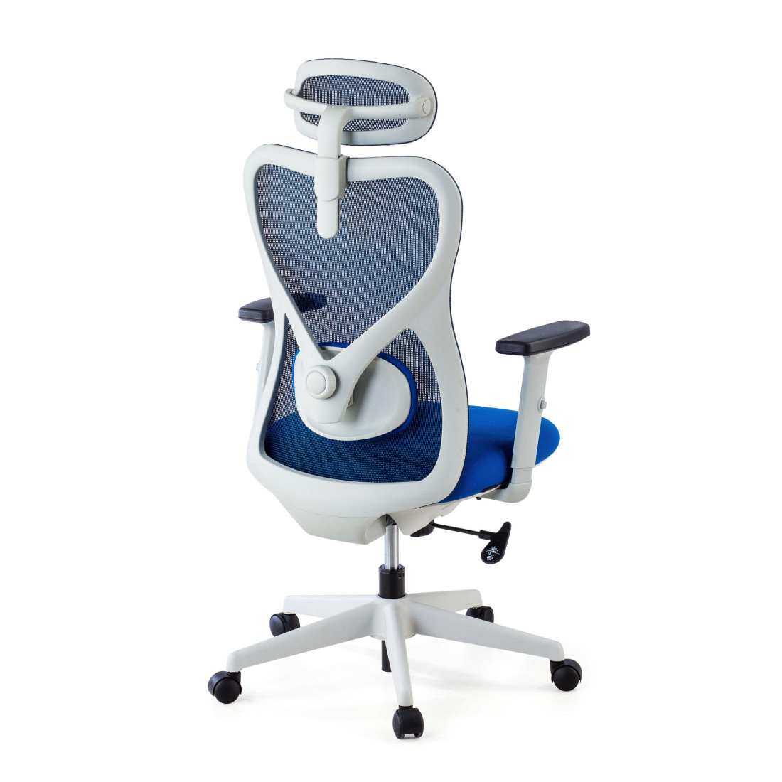 silla ergonomica azul prime estructura blanca malla 10