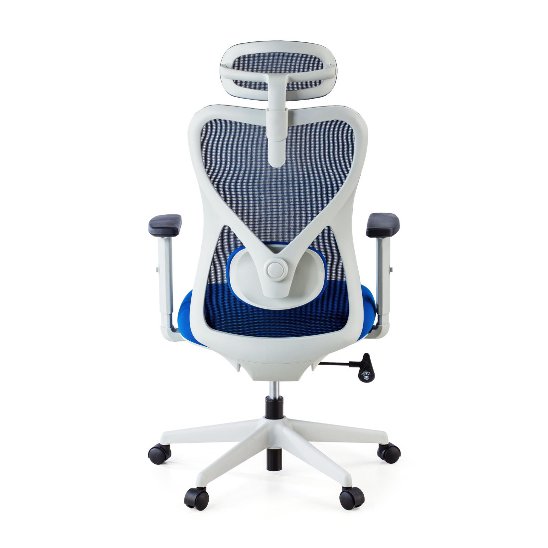 silla ergonomica azul prime estructura blanca malla 6