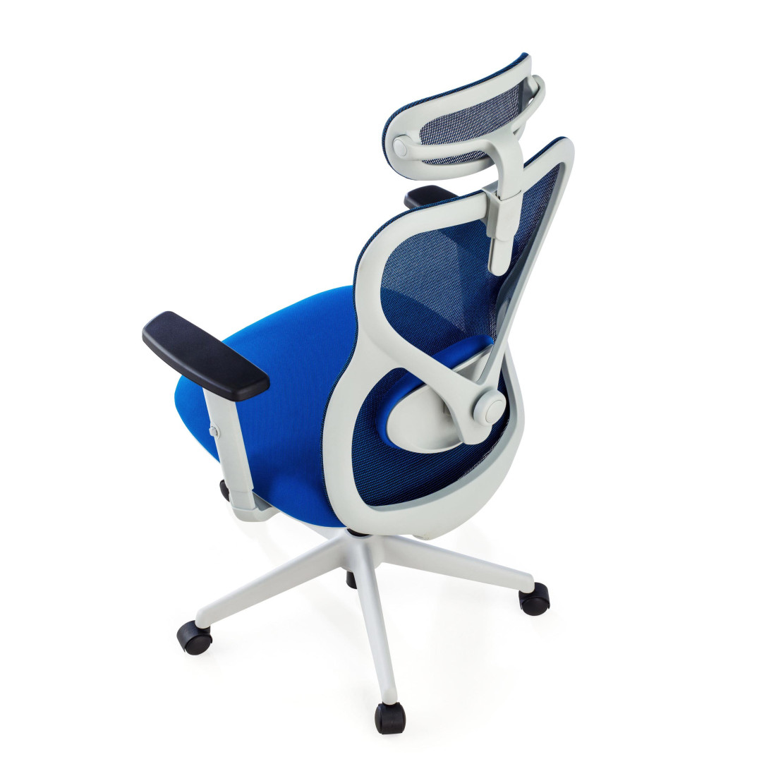 silla ergonomica azul prime estructura blanca malla 8