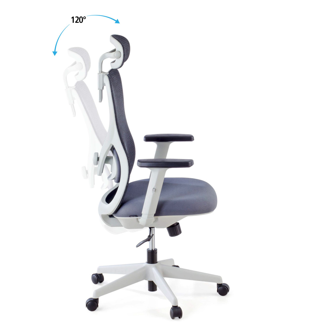 silla ergonomica gris prime estructura blanca malla 4