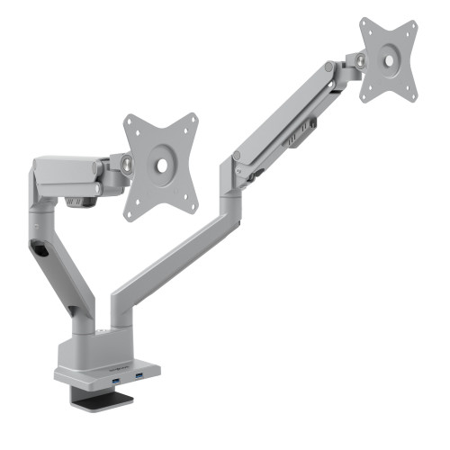Brazo monitor erghos doble con USB - Aluminio