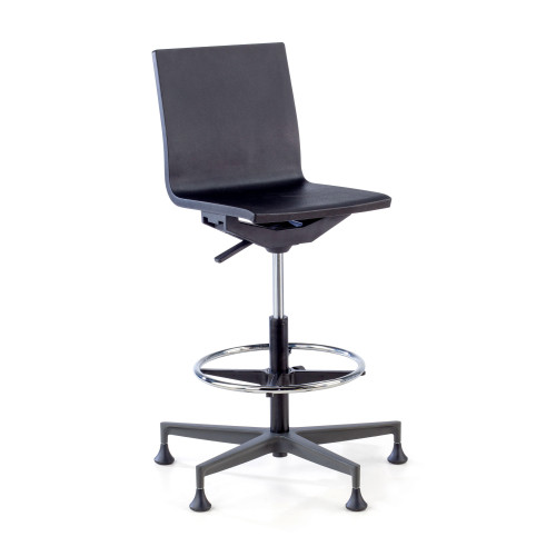 Taburete de trabajo Orbit, poliuretano rígido, base giratoria - NEGRO