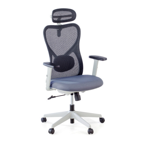 Silla de Oficina Ergonómica Prime white, brazos regulables - Gris