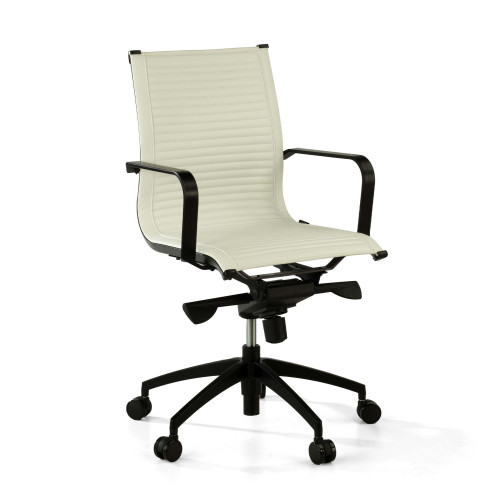 Silla oficina de diseño Croma, respaldo bajo, estructura negra - BLANCO