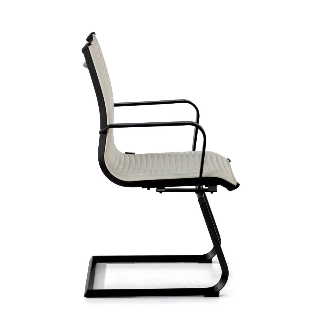 silla confidente blanco croma estructura negra ecopiel piel sintetica 4