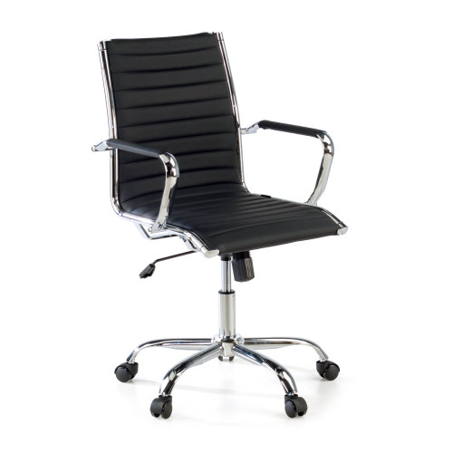 Sillón Oficina de diseño Milano, respaldo bajo ecopiel - NEGRO