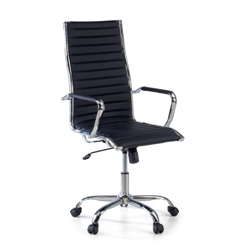 Sillón Oficina de diseño Milano, respaldo alto ecopiel - NEGRO