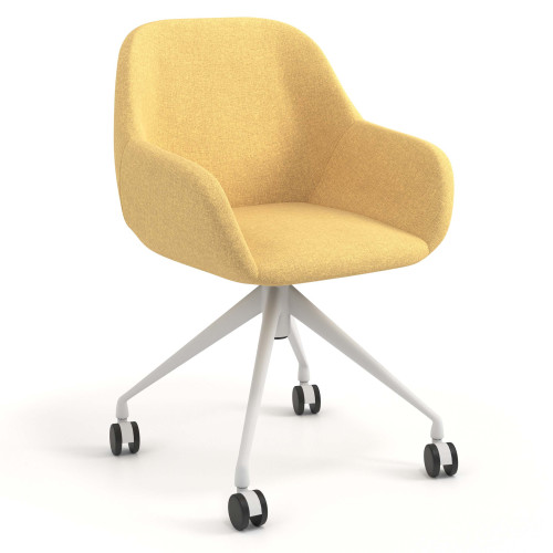 Silla confidente con ruedas moon base de aluminio - Blanco