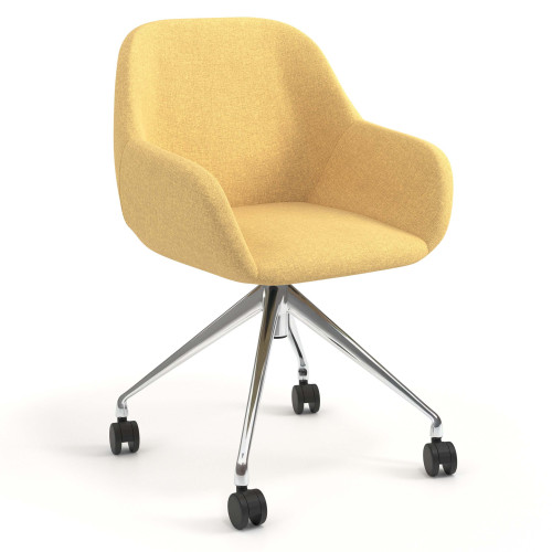 Silla confidente con ruedas moon base de aluminio - cromo