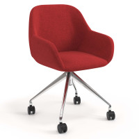 Silla confidente con ruedas moon base de aluminio - ROJO, cromo