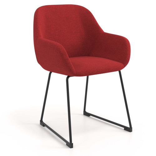 Silla de visitante Moon estructura patin - ROJO, Negro