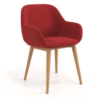 Silla confidente Moon 4 patas madera maciza - ROJO