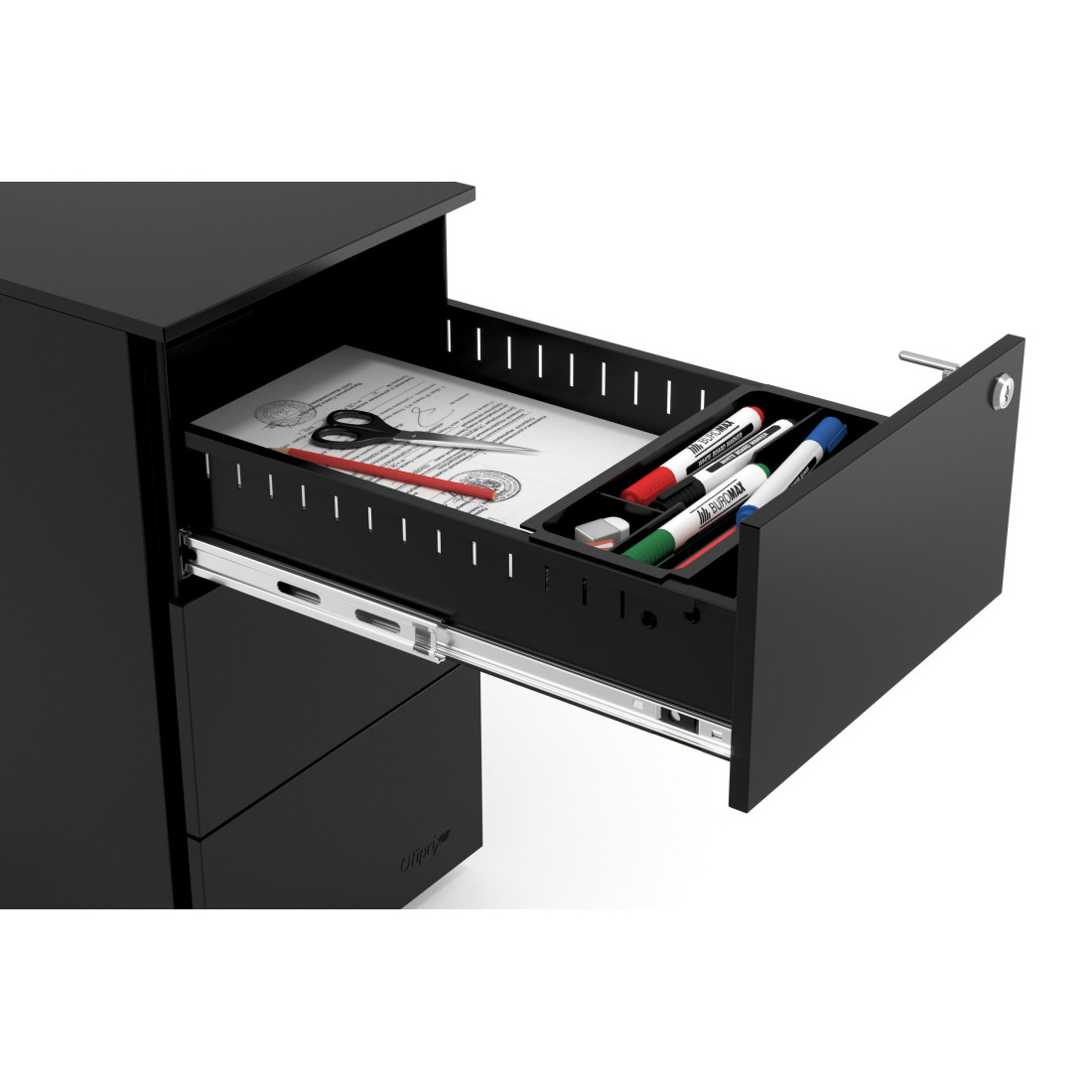 cajonera de escritorio negro mybox 3 cajones estrecho 5
