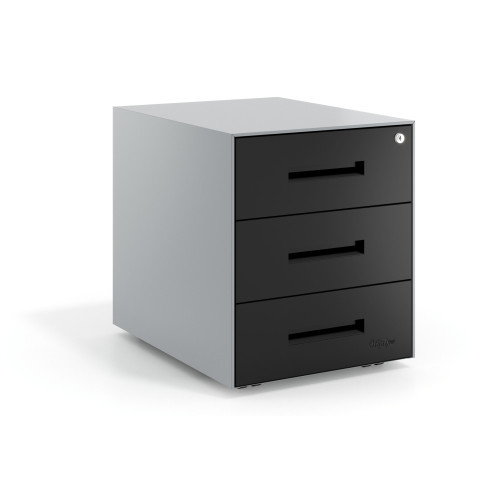 Cajonera de oficina Strong 3 cajones estructura aluminio frontales metal - NEGRO