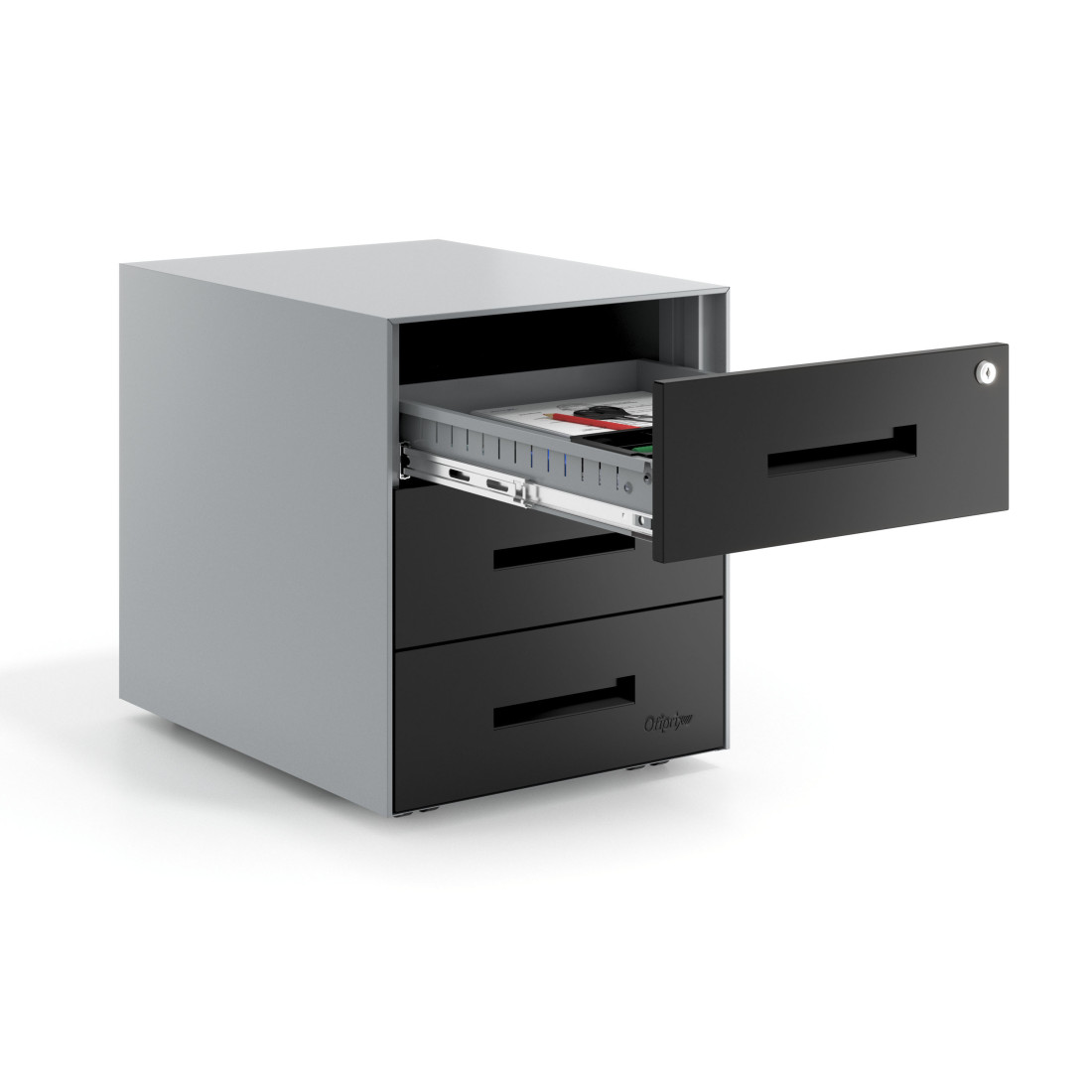 Cajonera de oficina Strong 3 cajones estructura aluminio frontales metal