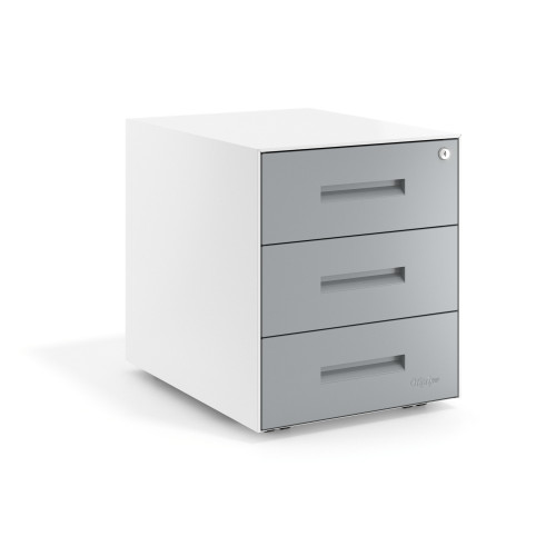 Cajonera de oficina Strong 3 cajones estructura blanco frontales metal - Aluminio