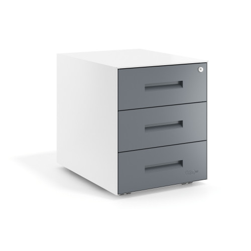 Cajonera de oficina Strong 3 cajones estructura blanco frontales metal - Antracita