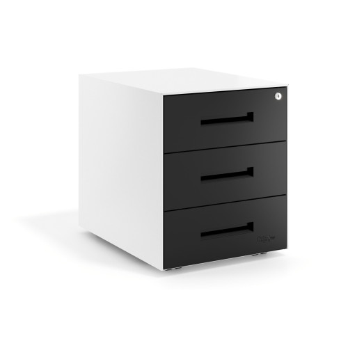 Cajonera de oficina Strong 3 cajones estructura blanco frontales metal - NEGRO