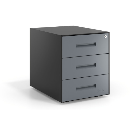 Cajonera de oficina Strong 3 cajones estructura negro frontales metal - Antracita