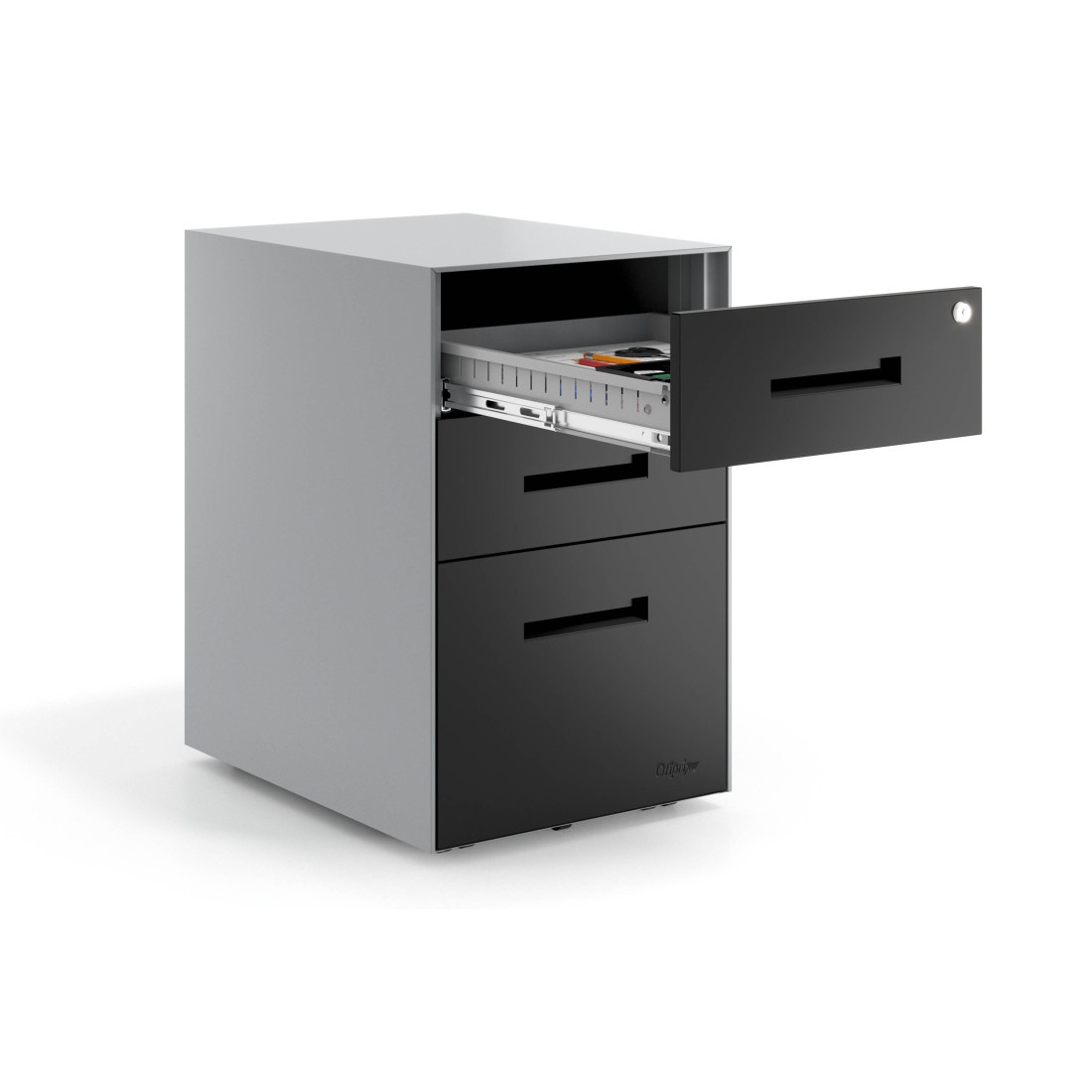 Cajonera de oficina Strong 2 cajones + archivo estructura aluminio frontales metal