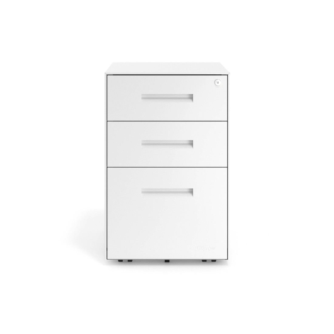 Cajonera de oficina Strong 2 cajones + archivo estructura blanco frontales metal