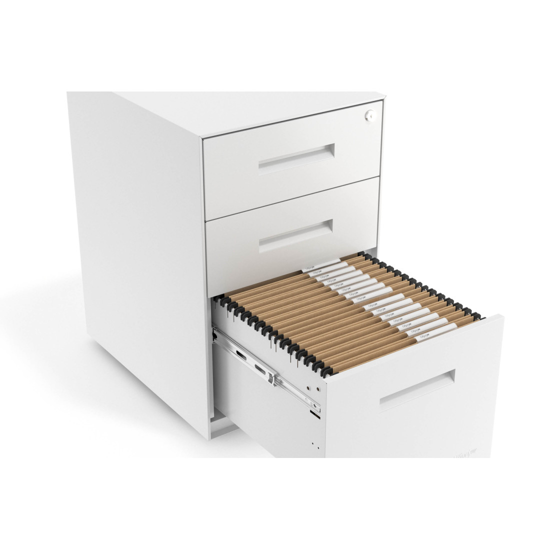 Cajonera de oficina Strong 2 cajones + archivo estructura blanco frontales metal
