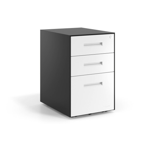 Cajonera de oficina Strong 2 cajones + archivo estructura negro frontales metal - BLANCO