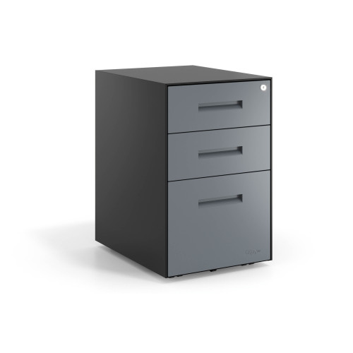 Cajonera de oficina Strong 2 cajones + archivo estructura negro frontales metal - Antracita