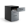 Cajonera de oficina Strong 2 cajones + archivo estructura negro frontales metal