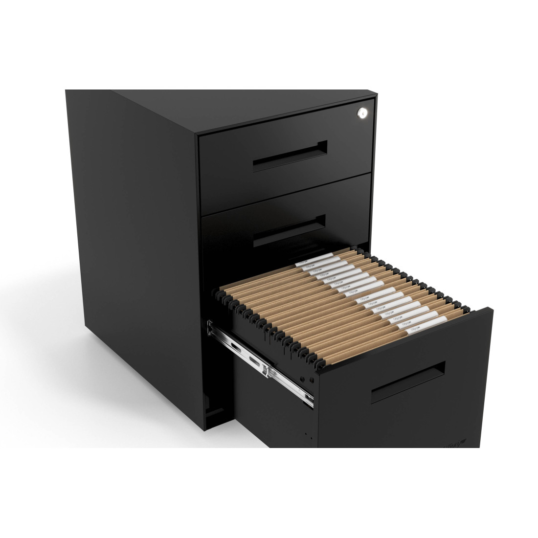 Cajonera de oficina Strong 2 cajones + archivo estructura negro frontales metal