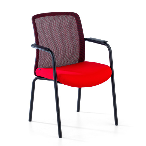 Silla Confidente con brazos Berna estructura 4 patas - ROJO