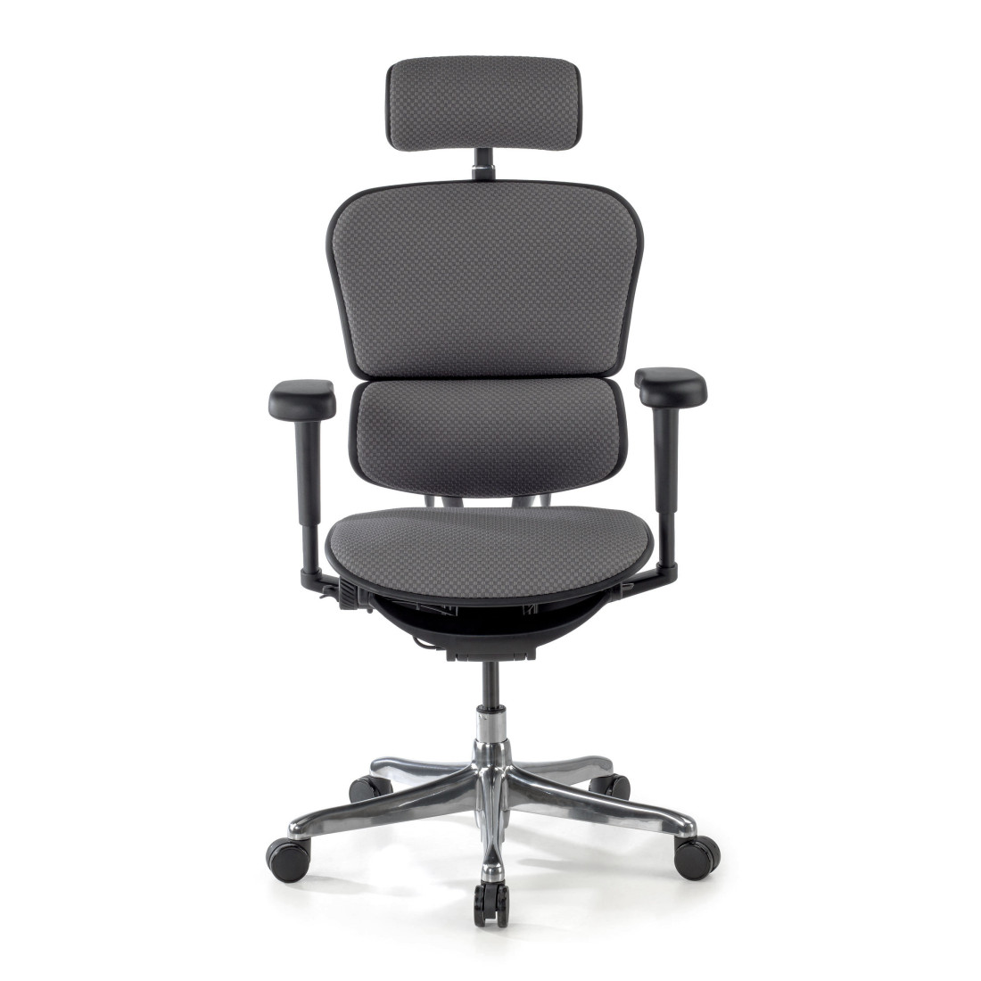 silla ergonomica gris ergohuman estructura negra todo tapizado tela 3