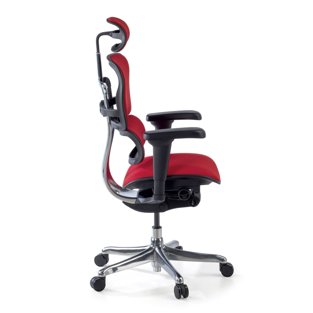 silla ergonomica rojo ergohuman estructura negra todo tapizado tela 4