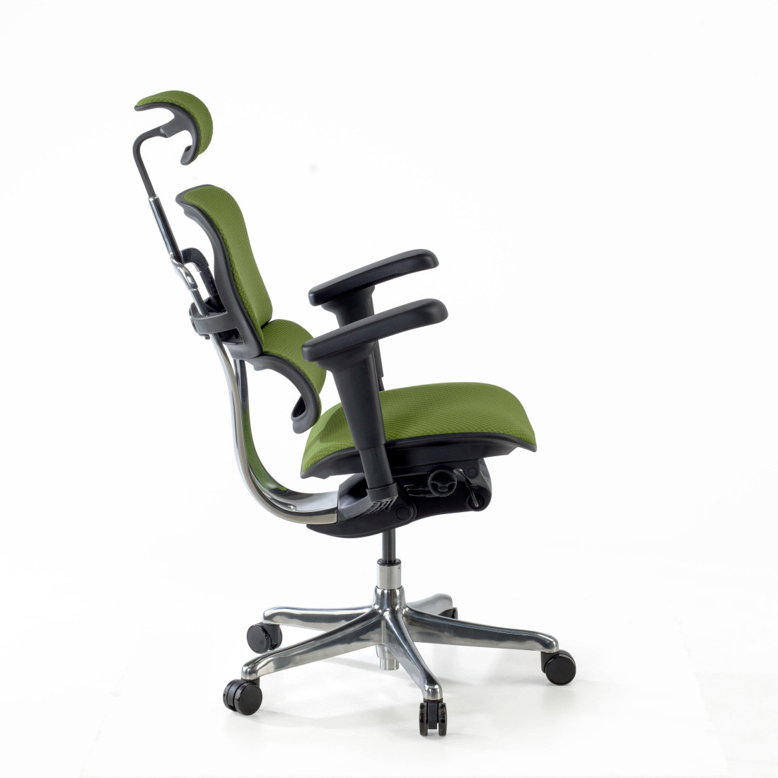 silla ergonomica verde ergohuman estructura negra todo tapizado tela 7