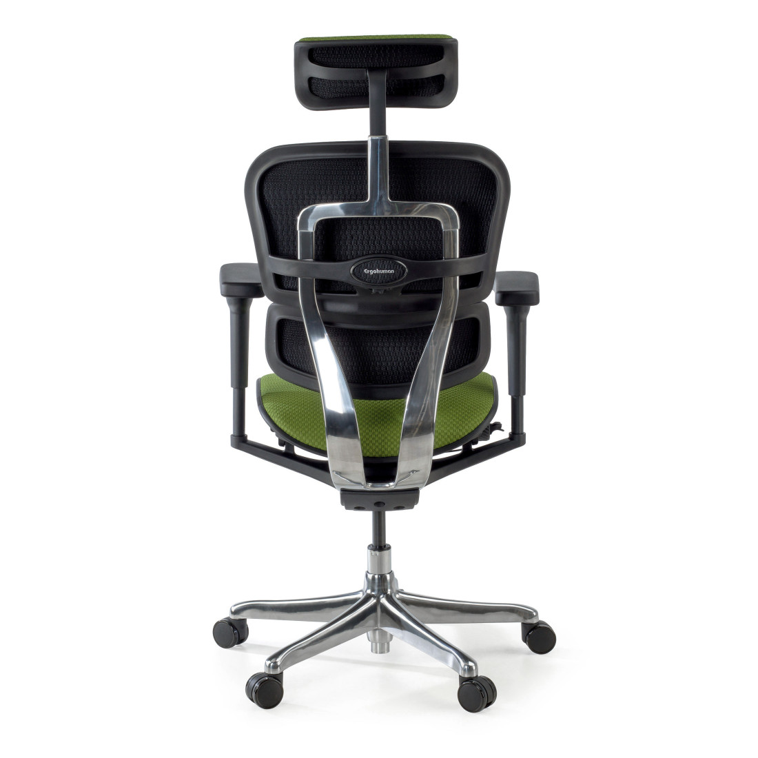 silla ergonomica verde ergohuman estructura negra todo tapizado tela 9