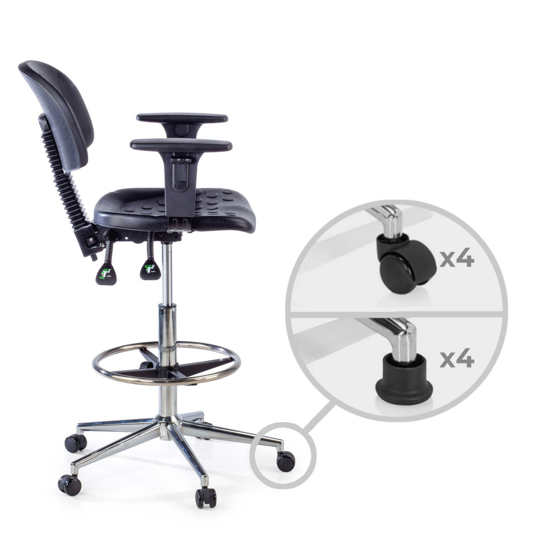 taburete de trabajo y laboratorio negro work 23 plastico 4