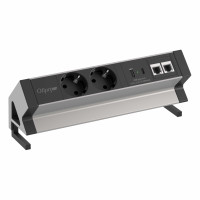 Pasacables Powerhub sobremesa eléctrico 2 enchufes + USB + Hdmi + RJ45 - ALUMINIO