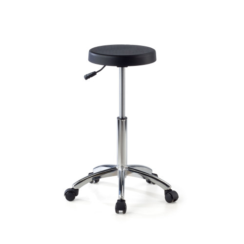 Taburete de Trabajo bajo con ruedas Ergopur,  altura ajustable - NEGRO