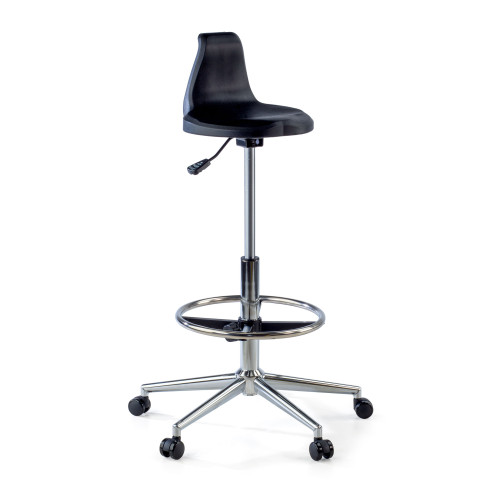 Taburete de Trabajo Polytec, respaldo flexible - NEGRO