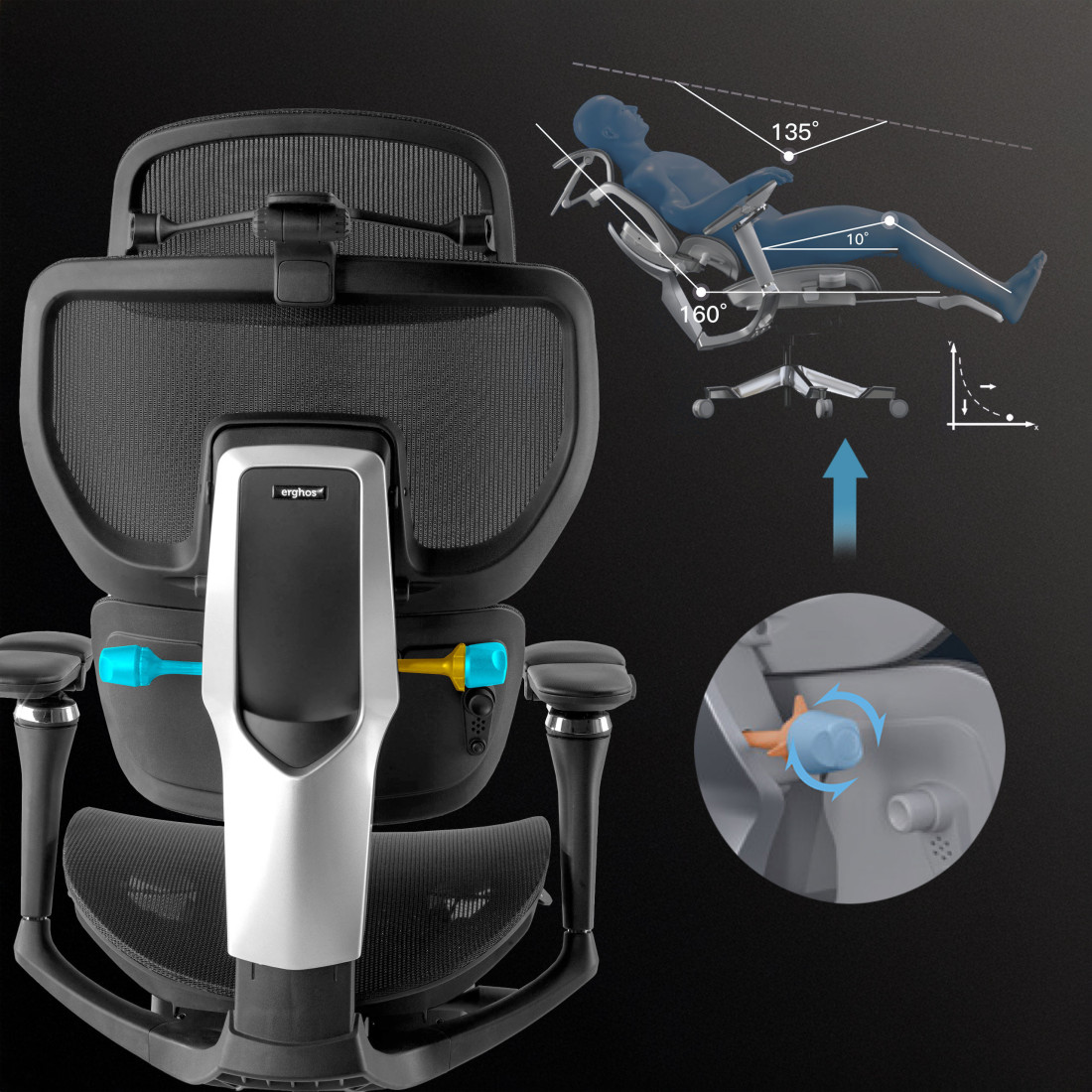 silla ergonomica negro erghos x4 pro malla 5