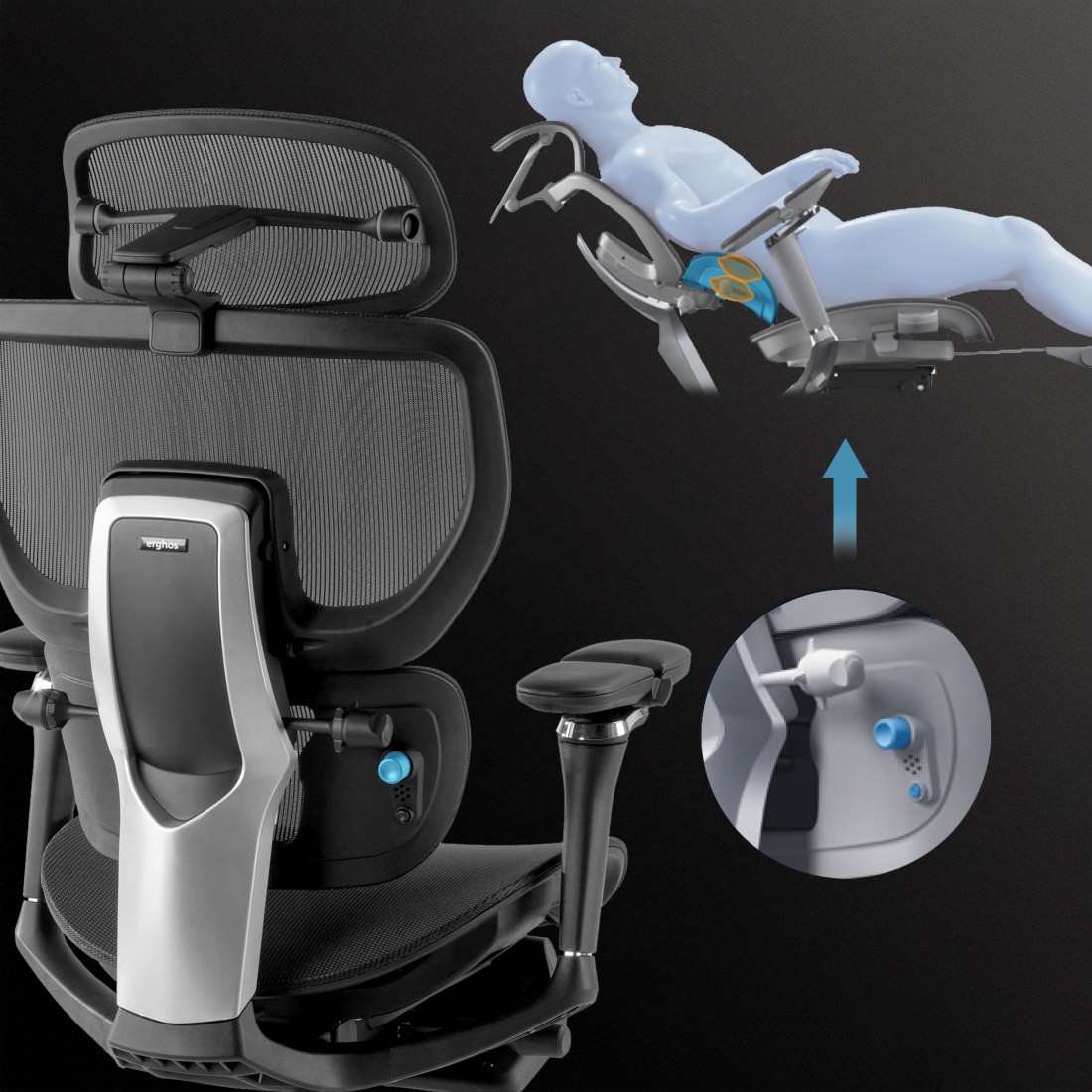 silla ergonomica negro erghos x4 pro malla 7