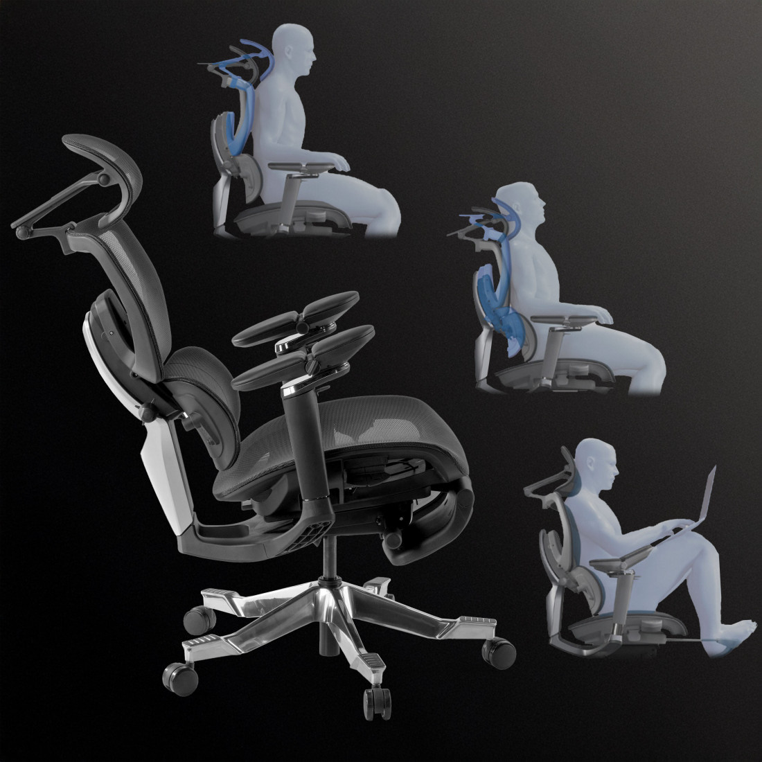 silla ergonomica negro erghos x4 pro malla 10