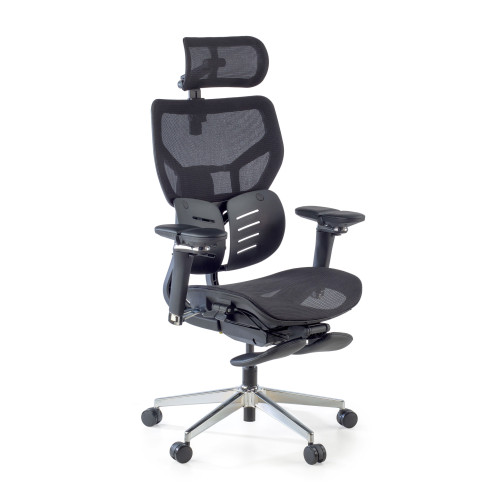 Silla ergonómica de oficina Erghos X3, doble cojín lumbar - NEGRO